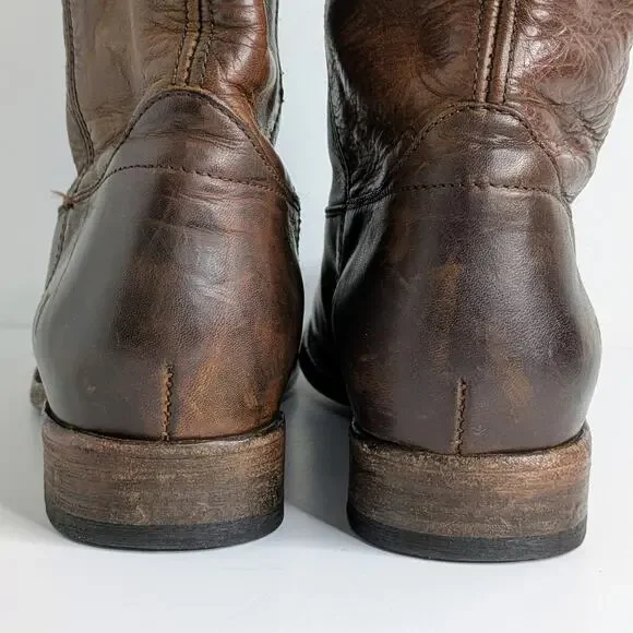Frye Melissa Button Brown Leather Tall Boots 7.5 Equestrian Western Boho 77172 - Picture 8 of 16